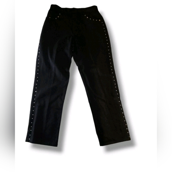 Studded Side-Stripe Straight Leg Jeans in Black - Picture 1 of 3
